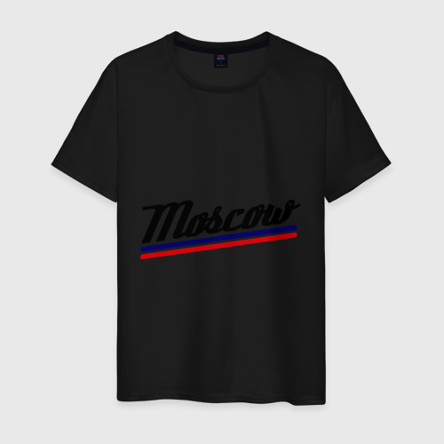 Мужская футболка хлопок Moscow logo blue-red, цвет черный