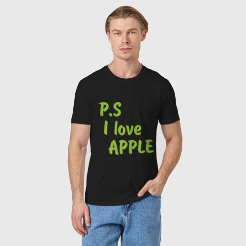 Мужская футболка хлопок P.S I love apple, цвет черный - фото 3