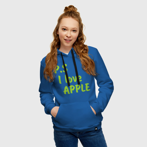 Женская толстовка хлопок P.S I love apple, цвет синий - фото 3