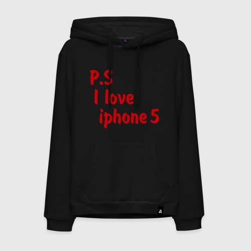 Мужская толстовка хлопок P.S I love iphon 5, цвет черный