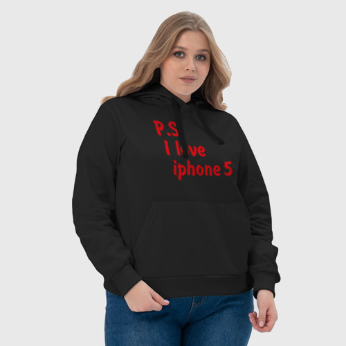 Женская толстовка хлопок P.S I love iphon 5, цвет черный - фото 6