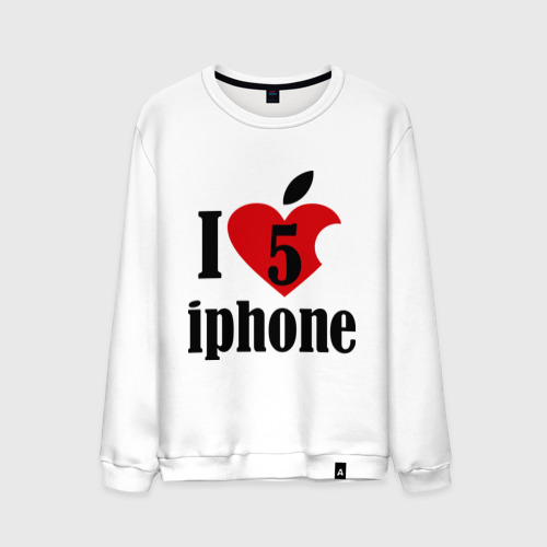 Мужской свитшот хлопок i love iphone 5, цвет белый