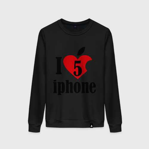 Женский свитшот хлопок i love iphone 5, цвет черный