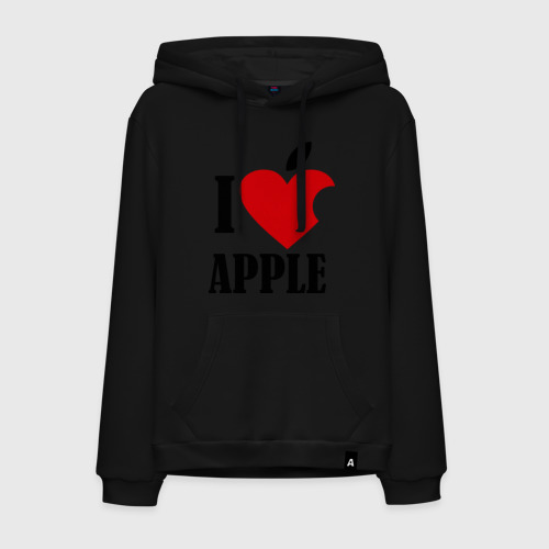 Мужская толстовка хлопок i love apple с листиком, цвет черный