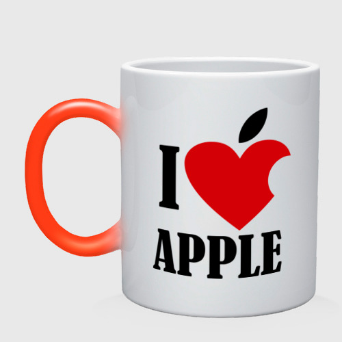 Кружка хамелеон i love apple с листиком