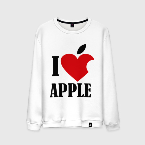 Мужской свитшот хлопок i love apple с листиком