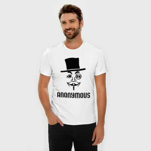 Мужская футболка хлопок Slim Анонимус, цвет белый - фото 3
