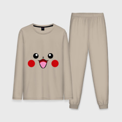 Мужская пижама с лонгсливом хлопок Серый Pikachu