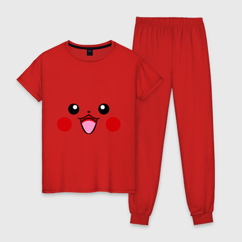 Женская пижама хлопок Серый Pikachu, цвет красный