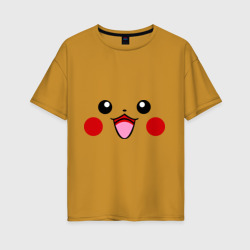 Женская футболка хлопок Oversize Серый Pikachu