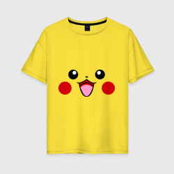 Женская футболка хлопок Oversize Серый Pikachu