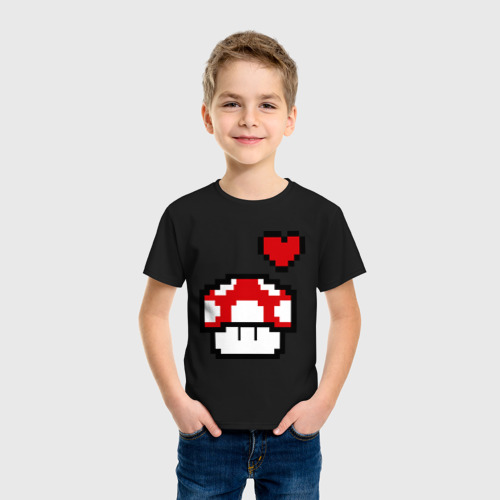 Детская футболка хлопок Влюбленный грибок, цвет черный - фото 3