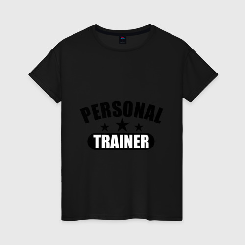 Женская футболка хлопок Personal trainer, цвет черный