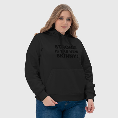 Женская толстовка хлопок Strong is the new skinny, цвет черный - фото 6