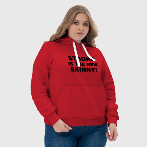 Женская толстовка хлопок Strong is the new skinny, цвет красный - фото 6