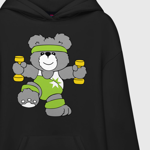 Худи SuperOversize хлопок Fitness bear, цвет черный - фото 3