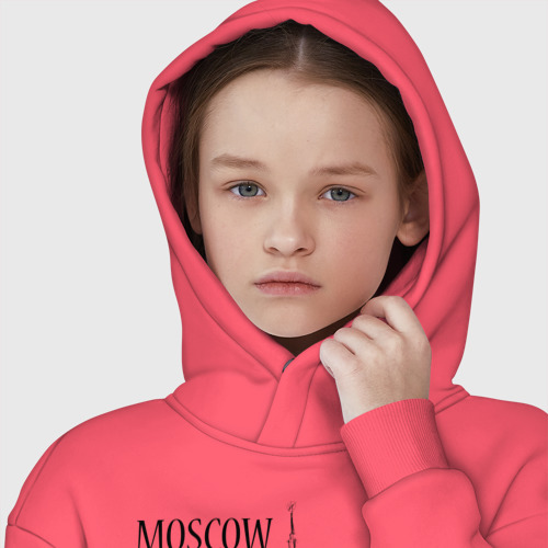 Детское худи Oversize хлопок Moscow эскиз, цвет коралловый - фото 6