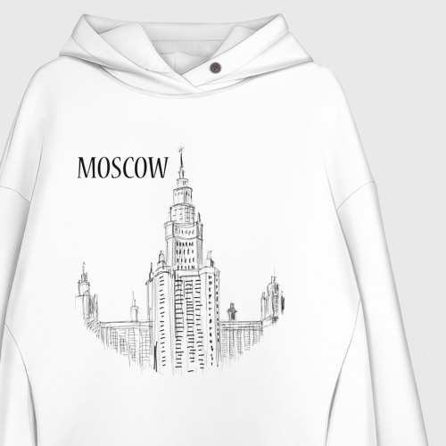 Женское худи Oversize хлопок Moscow эскиз, цвет белый - фото 3