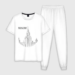 Мужская пижама с белой футболкой хлопок Moscow эскиз