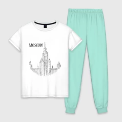 Женская пижама с белой футболкой хлопок Moscow эскиз
