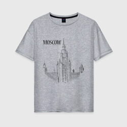 Женская футболка хлопок Oversize Moscow эскиз