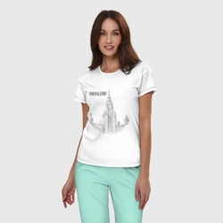 Женская пижама с белой футболкой хлопок Moscow эскиз - фото 2