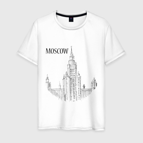 Мужская футболка хлопок Moscow эскиз, цвет белый
