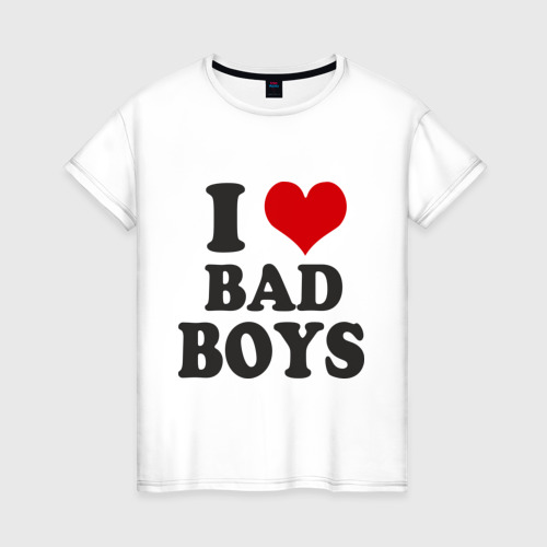 Женская футболка хлопок i love bad boys - я люблю плохих пар