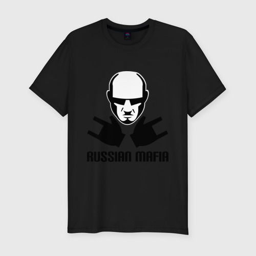 Мужская футболка хлопок Slim Russian mafia, цвет черный