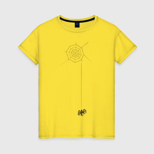 Женская футболка хлопок Паутина на груди, цвет желтый