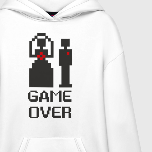 Худи SuperOversize хлопок жених и невеста \\\"Game over\\\" свадьба, цвет белый - фото 3