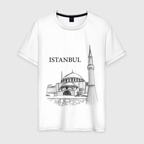 Мужская футболка из хлопка с принтом Istambul эскиз, вид спереди №1