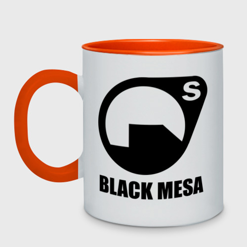 Кружка двухцветная Black mesa Black logo, цвет белый + оранжевый