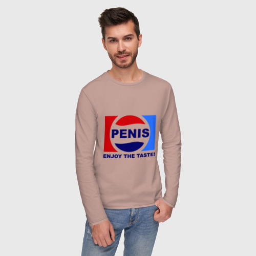 Мужской лонгслив хлопок Penis - enjoy the taste, цвет пыльно-розовый - фото 3