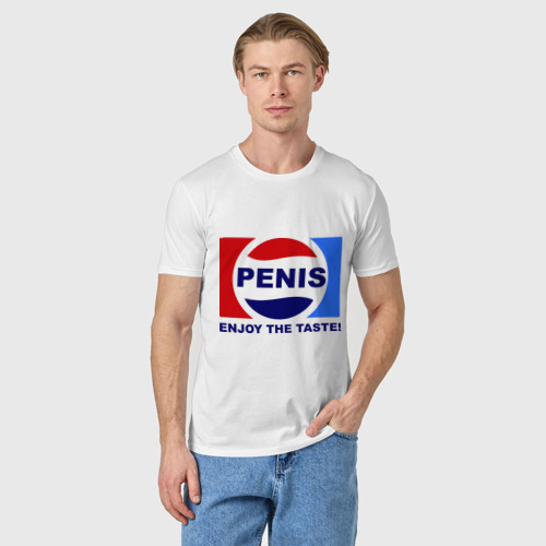Мужская футболка хлопок Penis - enjoy the taste, цвет белый - фото 3