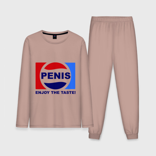 Мужская пижама с лонгсливом хлопок Penis - enjoy the taste, цвет пыльно-розовый