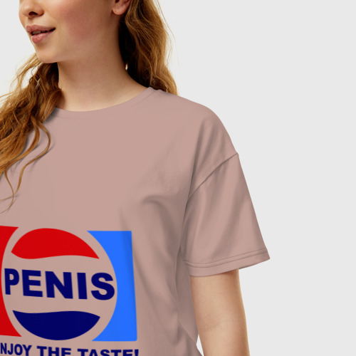 Женская футболка хлопок Oversize Penis - enjoy the taste, цвет пыльно-розовый - фото 3