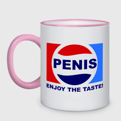 Кружка двухцветная Penis - enjoy the taste, цвет Кант розовый