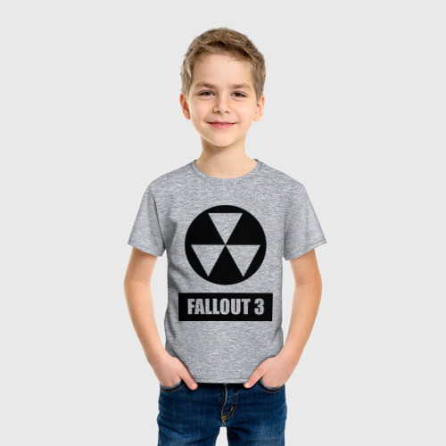 Детская футболка хлопок Fallout Black logo, цвет меланж - фото 3