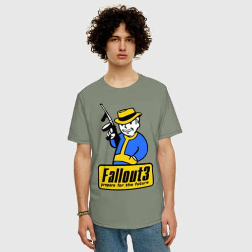 Мужская футболка хлопок Oversize Fallout Man, цвет авокадо - фото 3