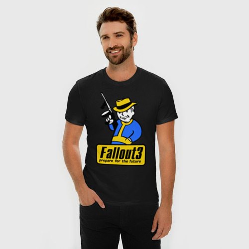 Мужская футболка хлопок Slim Fallout Man, цвет черный - фото 3