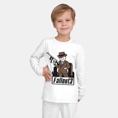 Детская пижама с лонгсливом хлопок Fallout Man with gun, цвет белый - фото 3