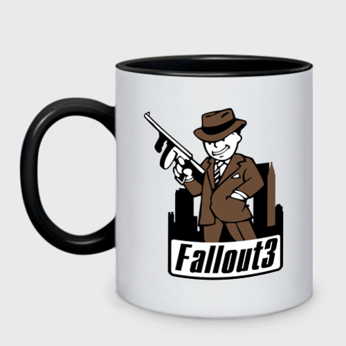 Кружка двухцветная Fallout Man with gun, цвет белый + черный