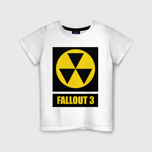 Детская футболка хлопок Fallout Yellow logo, цвет белый