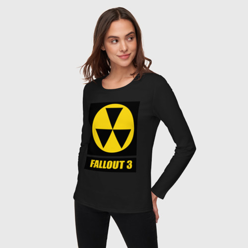 Женский лонгслив хлопок Fallout Yellow logo, цвет черный - фото 3