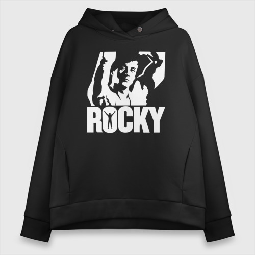 Женское худи Oversize хлопок Рокки Бальбоа Rocky, цвет черный