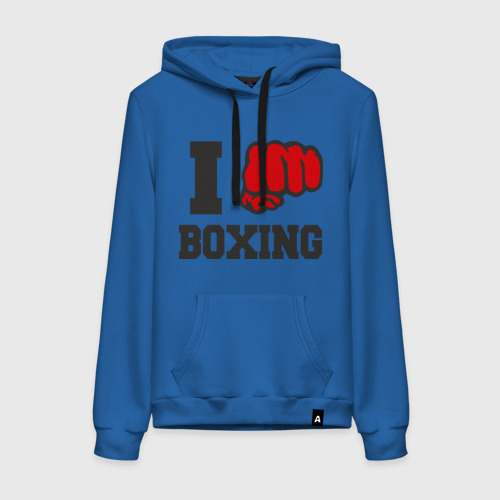 Женская толстовка хлопок i love boxing - я люблю бокс, цвет синий