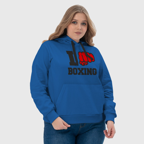 Женская толстовка хлопок i love boxing - я люблю бокс, цвет синий - фото 6
