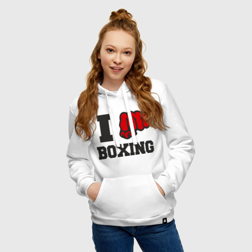 Женская толстовка хлопок i love boxing - я люблю бокс - фото 3