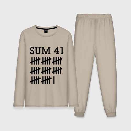 Мужская пижама с лонгсливом хлопок Sum 41 black, цвет миндальный